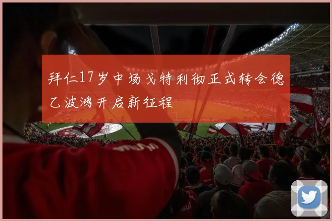 拜仁17岁中场戈特利彻正式转会德乙波鸿开启新征程